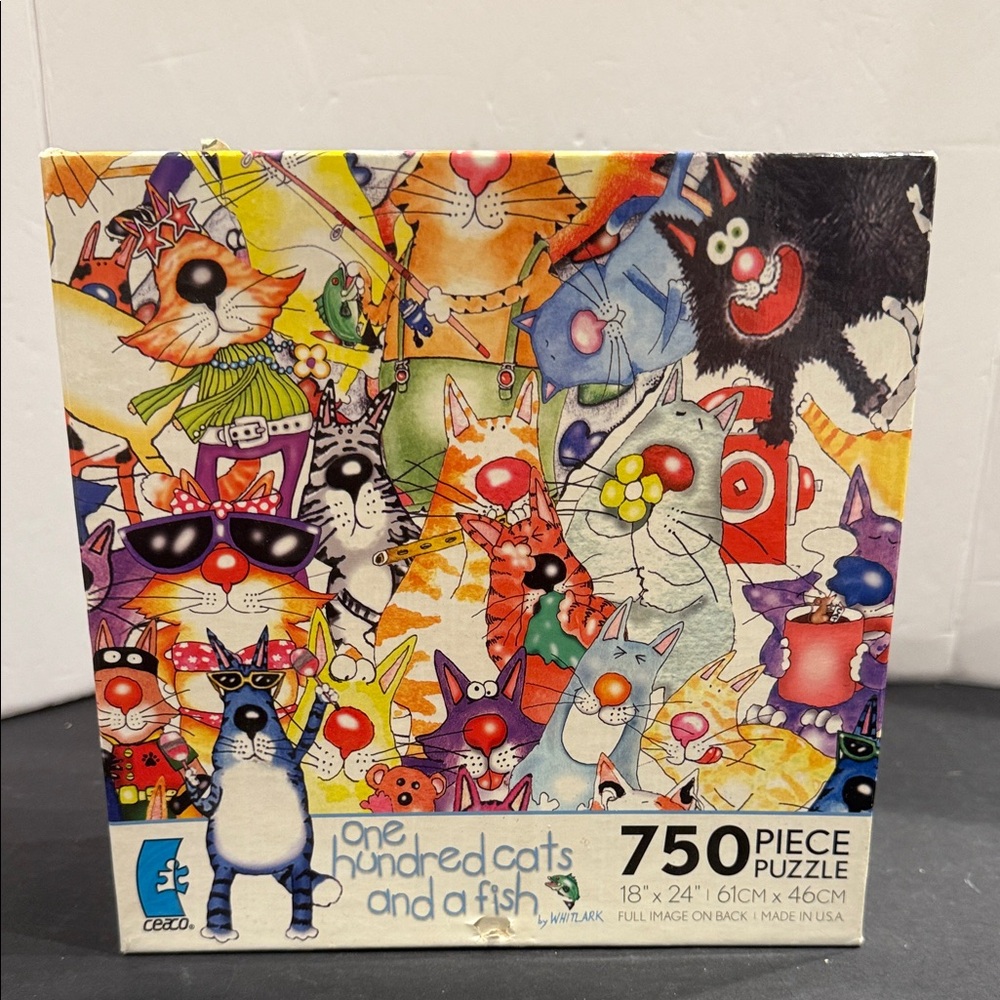 One Hundred Cats And A Fish Jigsaw Puzzle 750 pc Kevin Whitlark Ceaco SALE🔴3/$25